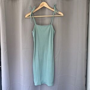 Wild Fable Ribbed Mini Dress with Tie Shoulders- S